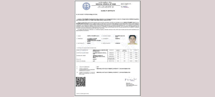 eligibility certificate